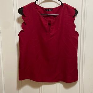 Dark red, scalloped sleeve tank top, NWOT